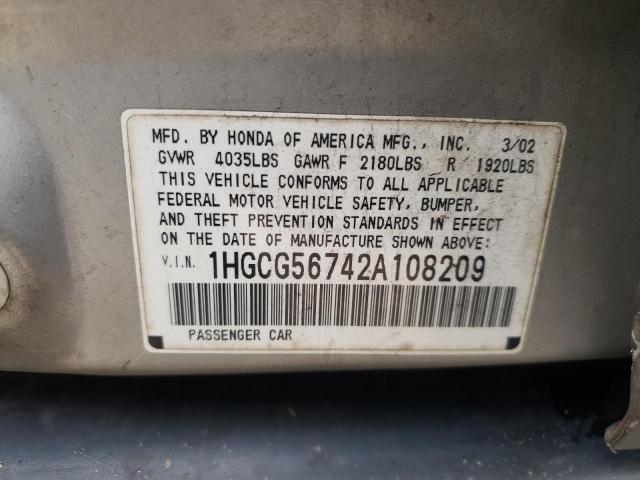 Photo 11 VIN: 1HGCG56742A108209 - HONDA ACCORD 