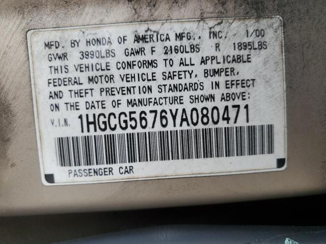 Photo 11 VIN: 1HGCG5676YA080471 - HONDA ACCORD 