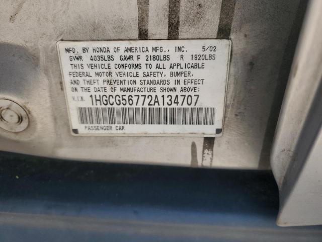 Photo 11 VIN: 1HGCG56772A134707 - HONDA ACCORD SE 