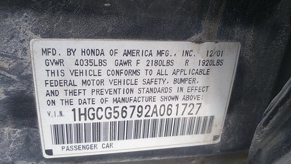 Photo 2 VIN: 1HGCG56792A061727 - HONDA ACCORD 