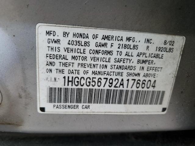 Photo 11 VIN: 1HGCG56792A176604 - HONDA ACCORD 