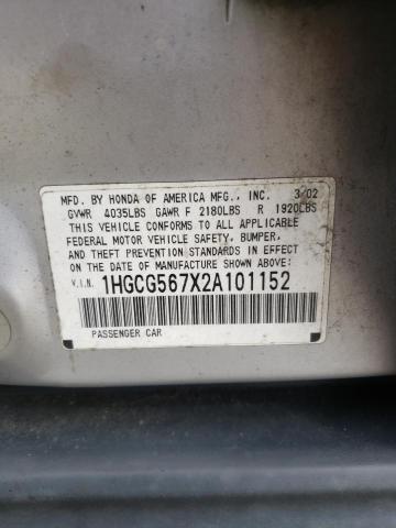 Photo 9 VIN: 1HGCG567X2A101152 - HONDA ACCORD SE 