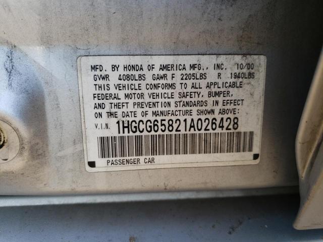 Photo 11 VIN: 1HGCG65821A026428 - HONDA ACCORD 