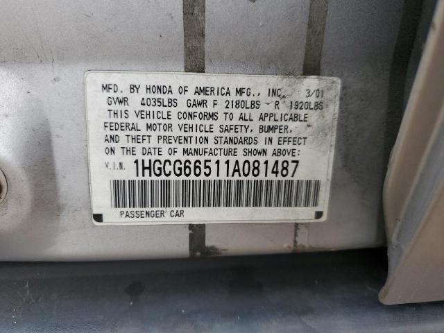 Photo 11 VIN: 1HGCG66511A081487 - HONDA ACCORD LX 