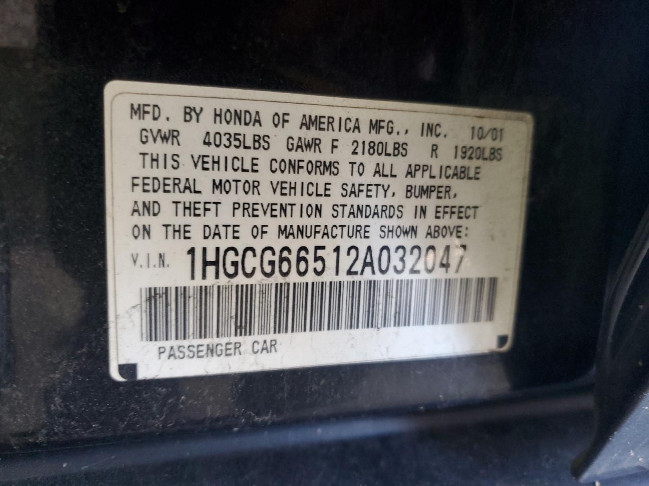 Photo 11 VIN: 1HGCG66512A032047 - HONDA ACCORD 