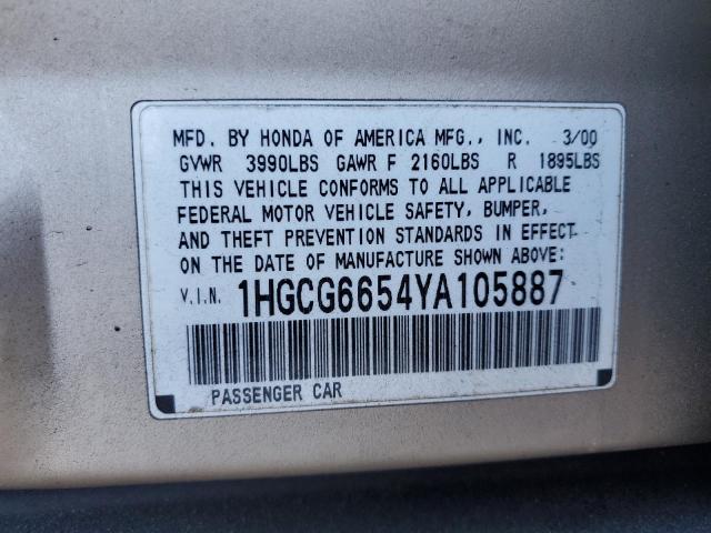 Photo 12 VIN: 1HGCG6654YA105887 - HONDA ACCORD LX 