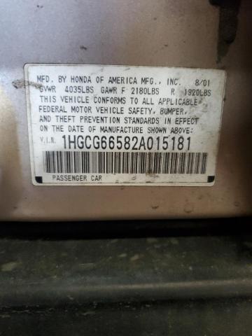 Photo 11 VIN: 1HGCG66582A015181 - HONDA ACCORD LX 