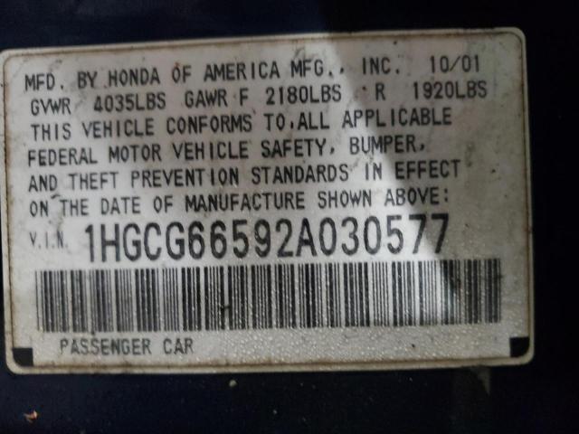 Photo 11 VIN: 1HGCG66592A030577 - HONDA ACCORD 