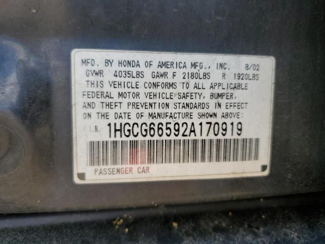 Photo 11 VIN: 1HGCG66592A170919 - HONDA ACCORD 