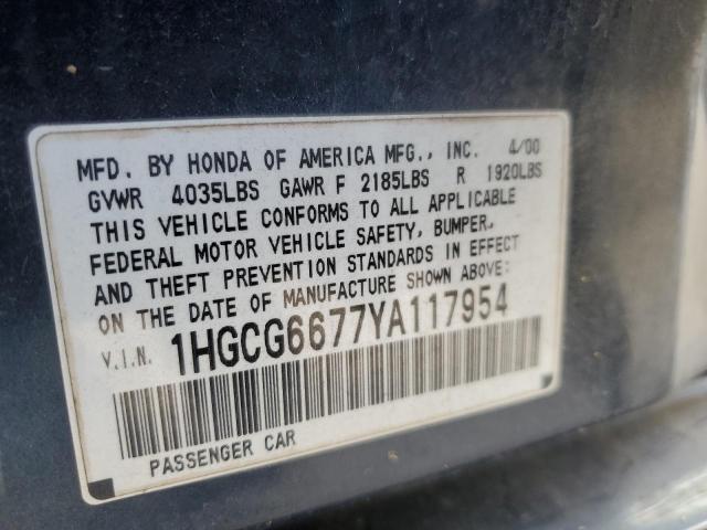 Photo 11 VIN: 1HGCG6677YA117954 - HONDA ACCORD EX 