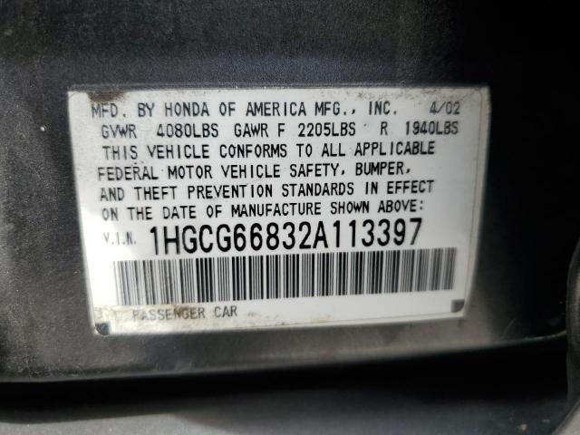 Photo 11 VIN: 1HGCG66832A113397 - HONDA ACCORD 