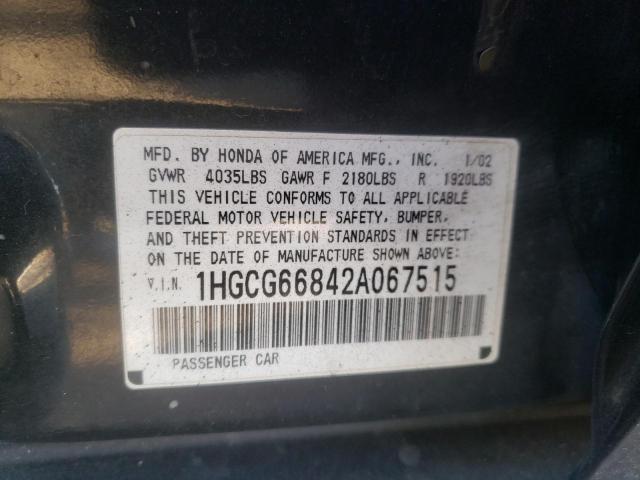 Photo 11 VIN: 1HGCG66842A067515 - HONDA ACCORD 