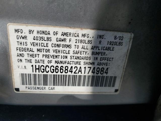 Photo 11 VIN: 1HGCG66842A174984 - HONDA ACCORD EX 