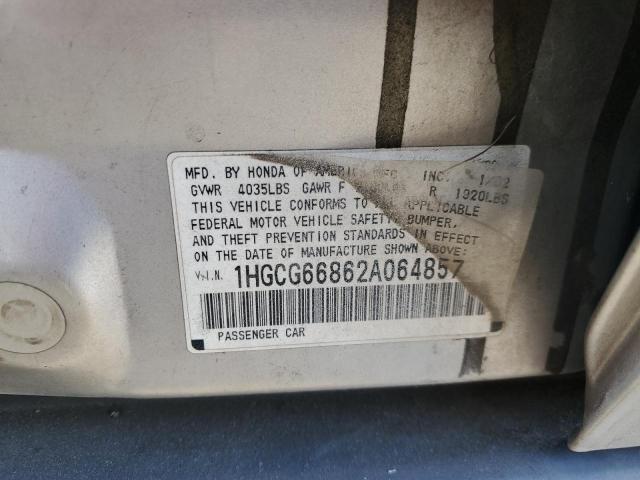 Photo 11 VIN: 1HGCG66862A064857 - HONDA ACCORD EX 