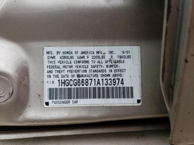 Photo 11 VIN: 1HGCG66871A133974 - HONDA ACCORD EX 