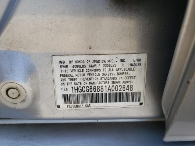 Photo 9 VIN: 1HGCG66881A002648 - HONDA ACCORD EX 