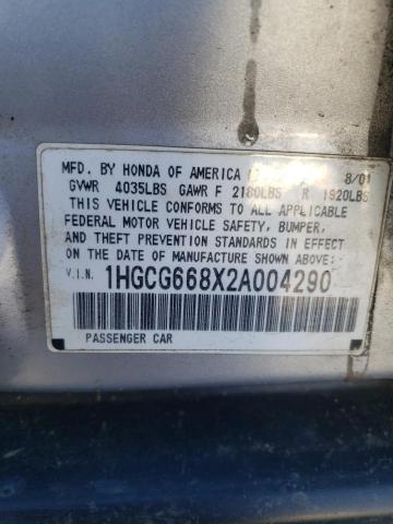 Photo 11 VIN: 1HGCG668X2A004290 - HONDA ACCORD 