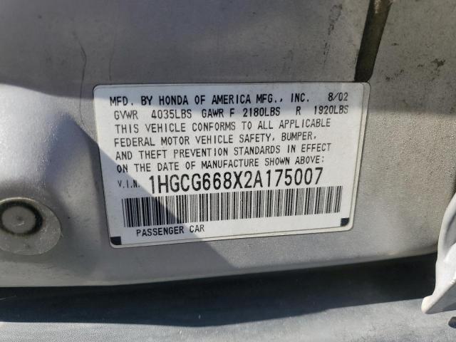 Photo 11 VIN: 1HGCG668X2A175007 - HONDA ACCORD EX 