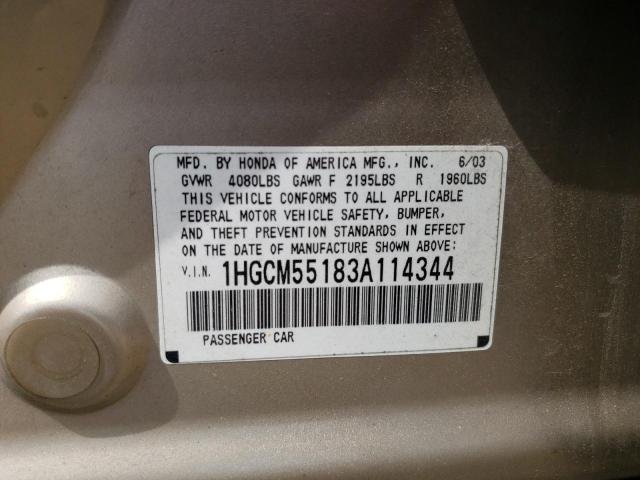 Photo 11 VIN: 1HGCM55183A114344 - HONDA ACCORD DX 