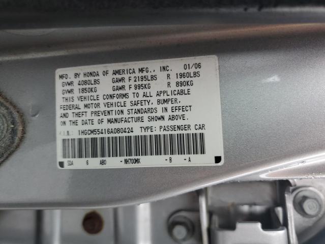 Photo 11 VIN: 1HGCM55416A080424 - HONDA ACCORD 