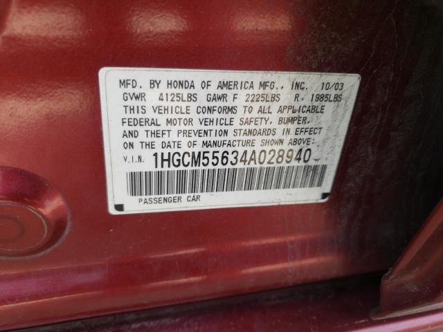 Photo 11 VIN: 1HGCM55634A028940 - HONDA ACCORD 