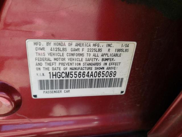 Photo 11 VIN: 1HGCM55664A065089 - HONDA ACCORD 