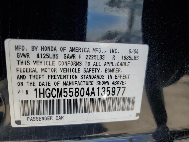 Photo 11 VIN: 1HGCM55804A135977 - HONDA ACCORD 