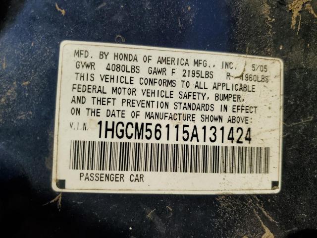 Photo 11 VIN: 1HGCM56115A131424 - HONDA ACCORD DX 