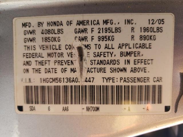 Photo 12 VIN: 1HGCM56136A055447 - HONDA ACCORD 