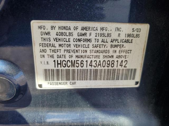 Photo 11 VIN: 1HGCM56143A098142 - HONDA ACCORD 