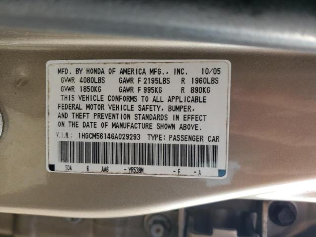 Photo 12 VIN: 1HGCM56146A029293 - HONDA ACCORD VAL 