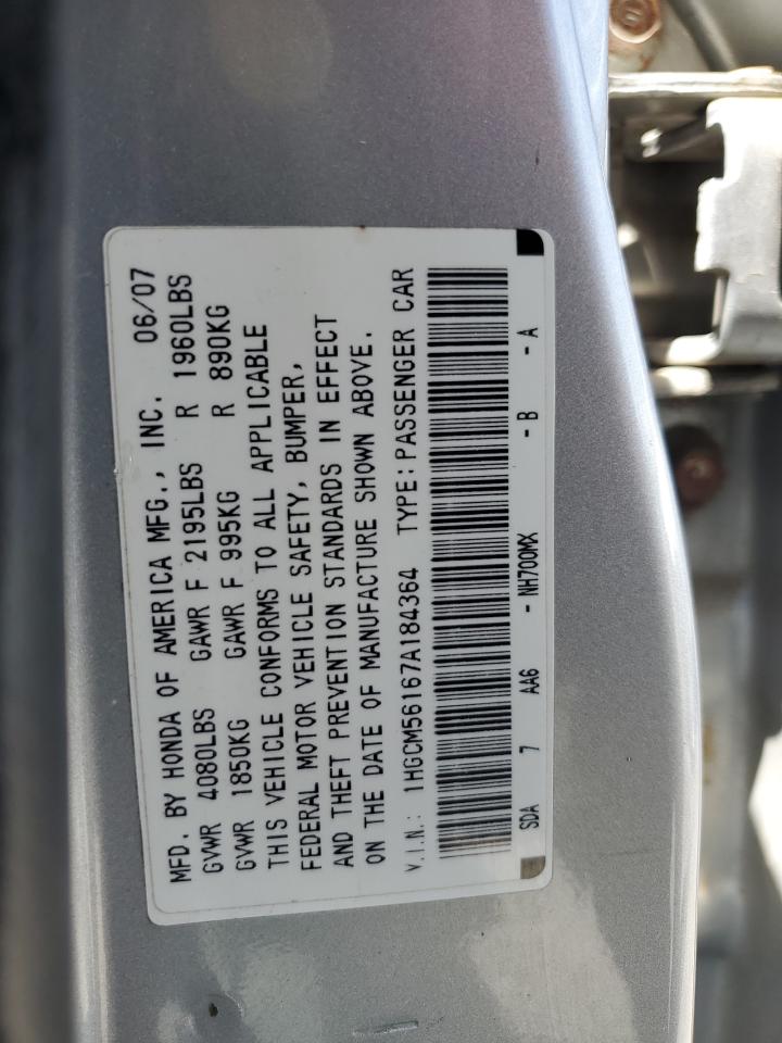 Photo 11 VIN: 1HGCM56167A184364 - HONDA ACCORD 