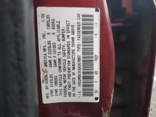 Photo 11 VIN: 1HGCM56316A067887 - HONDA ACCORD SE 