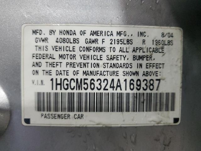 Photo 11 VIN: 1HGCM56324A169387 - HONDA ACCORD LX 