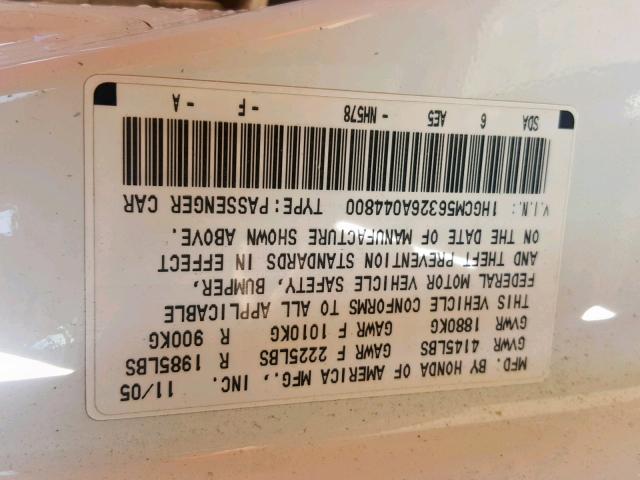 Photo 9 VIN: 1HGCM56326A044800 - HONDA ACCORD 