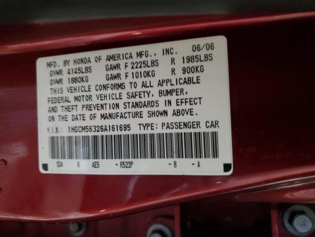 Photo 11 VIN: 1HGCM56326A161695 - HONDA ACCORD 