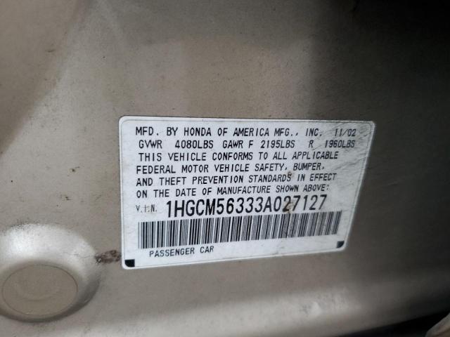 Photo 11 VIN: 1HGCM56333A027127 - HONDA ACCORD 