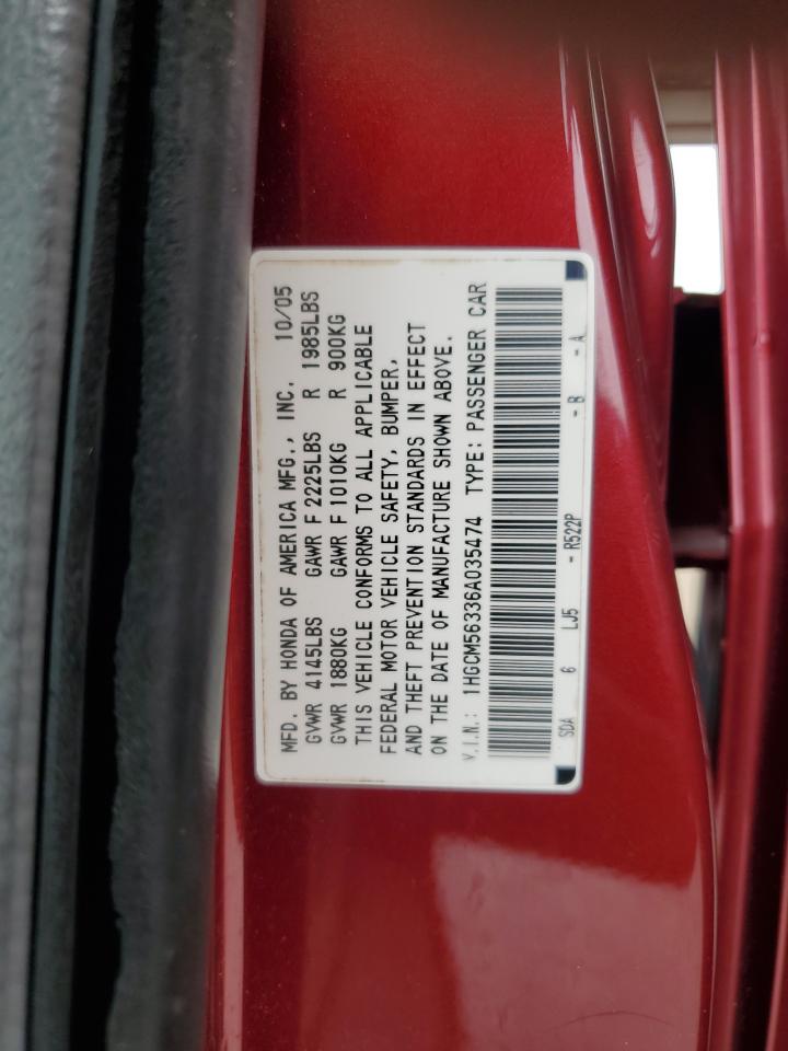 Photo 11 VIN: 1HGCM56336A035474 - HONDA ACCORD 