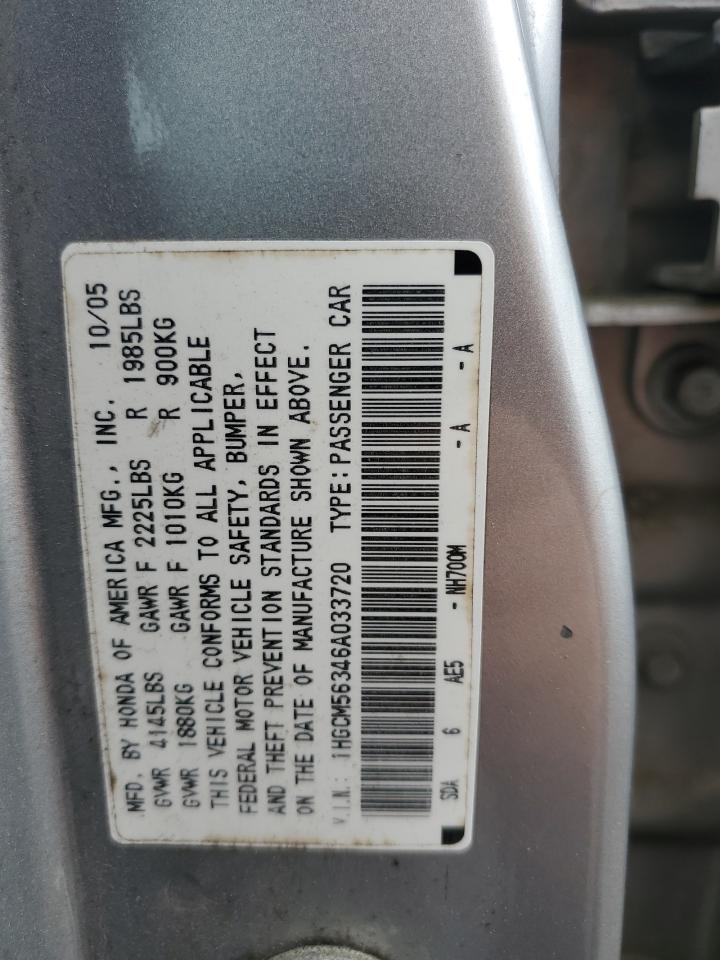 Photo 11 VIN: 1HGCM56346A033720 - HONDA ACCORD 