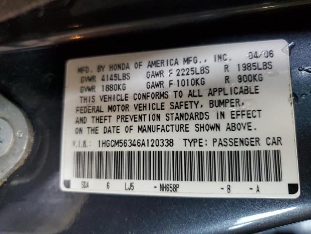 Photo 11 VIN: 1HGCM56346A120338 - HONDA ACCORD 