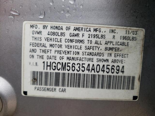 Photo 9 VIN: 1HGCM56354A045694 - HONDA ACCORD LX 