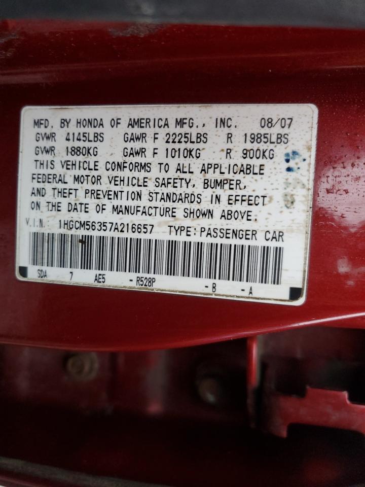 Photo 11 VIN: 1HGCM56357A216657 - HONDA ACCORD 