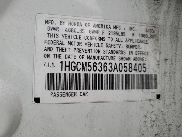 Photo 11 VIN: 1HGCM56363A058405 - HONDA ACCORD 