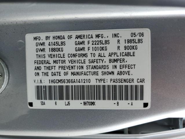 Photo 11 VIN: 1HGCM56366A141210 - HONDA ACCORD SE 