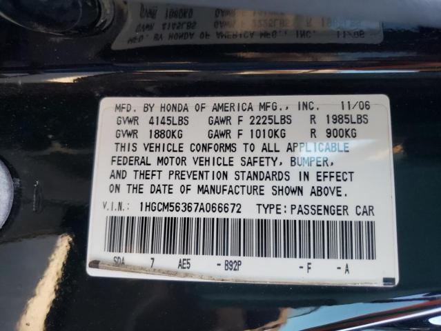 Photo 9 VIN: 1HGCM56367A066672 - HONDA ACCORD SE 