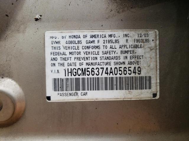 Photo 11 VIN: 1HGCM56374A056549 - HONDA ACCORD 