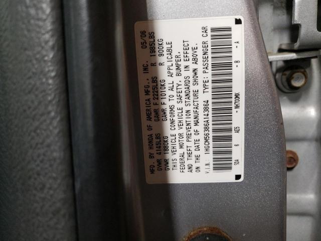 Photo 9 VIN: 1HGCM56386A143864 - HONDA ACCORD SE 