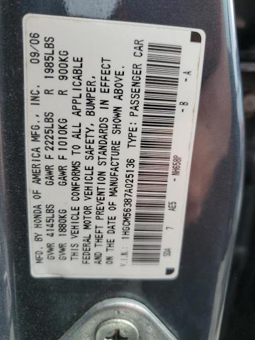 Photo 12 VIN: 1HGCM56387A025136 - HONDA ACCORD 