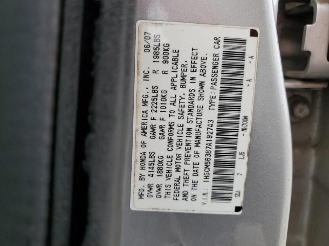 Photo 11 VIN: 1HGCM56387A192743 - HONDA ACCORD 