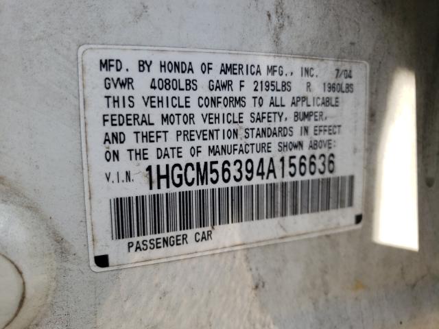 Photo 9 VIN: 1HGCM56394A156636 - HONDA ACCORD LX 